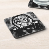 Weiße Schädel-/w-Gasmaske Untersetzer (Linke Seite)