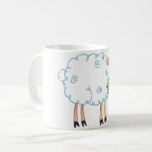 Weiße Schaf-Cartoon-Charakter Kaffeetasse (Vorderseite Links)