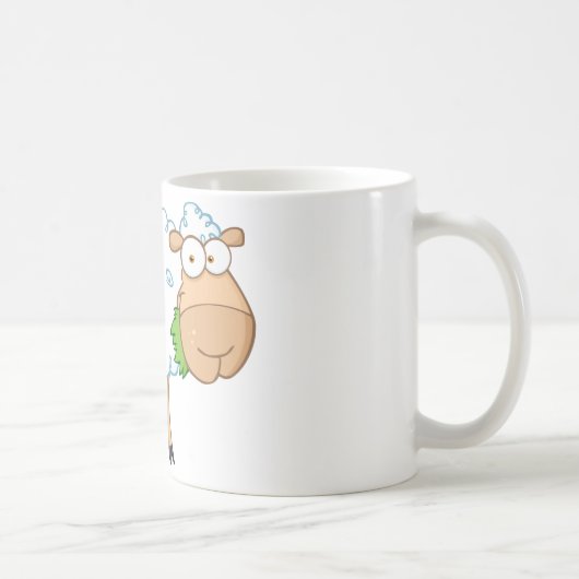 Weiße Schaf-Cartoon-Charakter Kaffeetasse (Rechts)