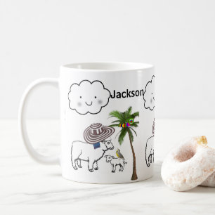 Weiße Schaf Palme Baum Wolke Tasse