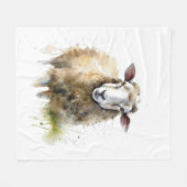 weiße Schafe auf einer Weide, die in Aquarellfarbe Fleecedecke (Vorderseite (Horizontal))