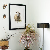 weiße Schafe auf einer Weide, die in Aquarellfarbe Leinwanddruck