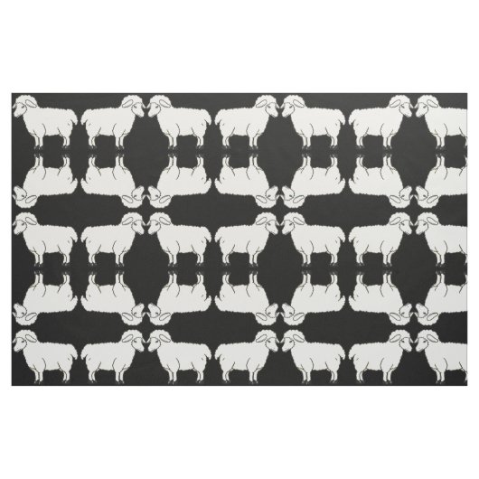 Weiße Schafe auf schwarzem Hintergrund-Gewebe Stoff (Fat Quarter (45,7 x 55,9 cm))
