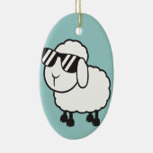 Weiße Schafe im Sonnenbrille-Cartoon Keramikornament (Rechts)