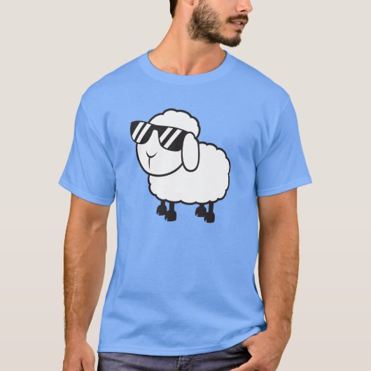 Weiße Schafe im Sonnenbrille-Cartoon T-Shirt (Vorderseite)
