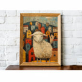 Weiße Schafe in der Stadt Kunst Ölgemälde Poster