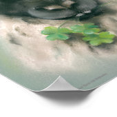 Weiße Schafe mit Kleeblättern Poster (Ecke)