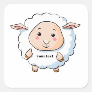 Weiße Schafe Quadratischer Aufkleber