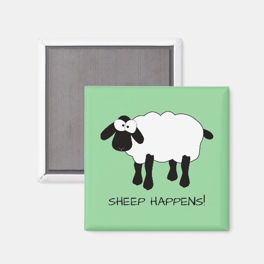 Weiße Schafe "Schafe geschehen!" Magnet (Vorderseite/Rückseite)