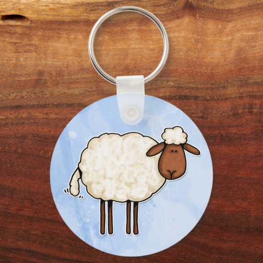 weiße Schafe Schlüsselanhänger (Vorderseite)