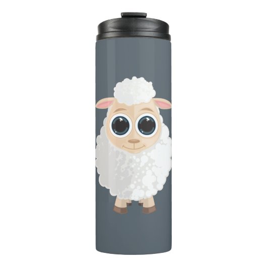 Weiße Schafe Thermosbecher (Vorderseite)
