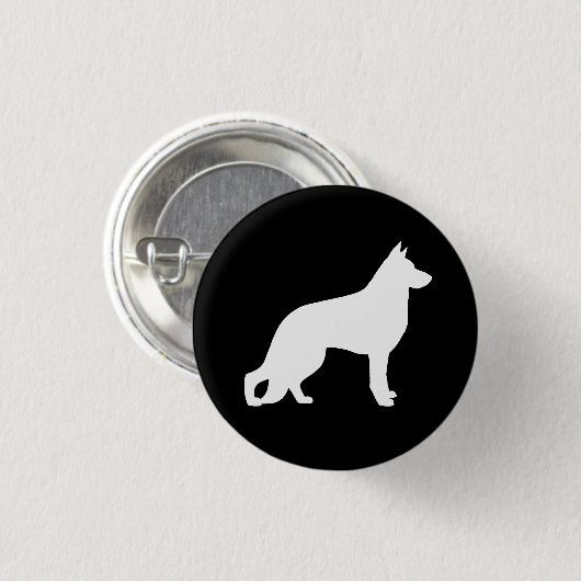Weiße Schäferhund-HundeSilhouette Button (Vorne & Hinten)