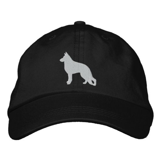 Weiße Schäferhunde Silhouette GSD Cool K9 Bestickte Kappe (Vorderseite)