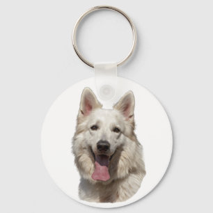 weiße Schäferhundschlüsselkette Schlüsselanhänger