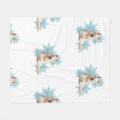 Weiße Schafhirte in den Schneeflocken Fleecedecke (Vorderseite (Horizontal))