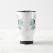 Weiße Schafhirte in den Schneeflocken Reisebecher (Mittel)