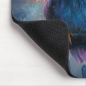 Weiße Schale in Hexenhut mit Vollmond Mousepad (Ecke)