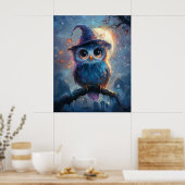 Weiße Schale in Hexenhut mit Vollmond Poster (Küche)