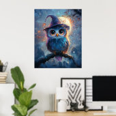 Weiße Schale in Hexenhut mit Vollmond Poster (Heimbüro)