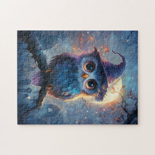 Weiße Schale in Hexenhut mit Vollmond Puzzle (Horizontal)