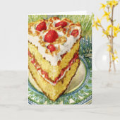 Weiße Schicht Kuchen mit Erdbeeren Karte (Gelbe Blume)