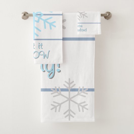 Weiße Schieferblaue geometrische Linien Schneefloc Badhandtuch Set (Insitu)