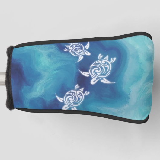 Weiße Schildkröten im blauen Ozean Golf Headcover (Vorderseite)