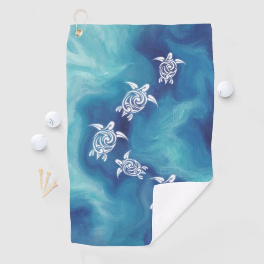 Weiße Schildkröten im blauen Ozean Golfhandtuch (Insitu)