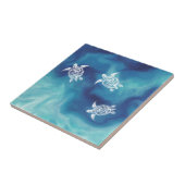 Weiße Schildkröten im Wasser des blauen Ozeans Fliese (Seite)