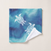 Weiße Schildkröten im Wasser des blauen Ozeans Nam Badhandtuch Set (Waschlappen)