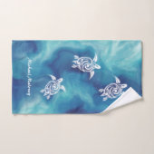 Weiße Schildkröten im Wasser des blauen Ozeans Nam Badhandtuch Set (Handtuch)