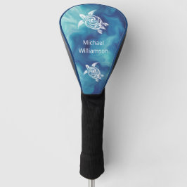 Weiße Schildkröten in blauem Meer Aquarell Ihr Nam Golf Headcover