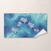 Weiße Schildkröten in blauem Ozean Aquarellküste Badhandtuch Set (Handtuch)