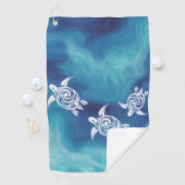 Weiße Schildkröten in blauem Ozean Aquarellküste Golfhandtuch (Insitu)