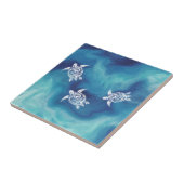 Weiße Schildkröten in der Keramik des blauen Ozean Fliese (Seite)