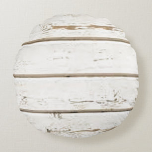 Weiße Schindel Rundes Kissen