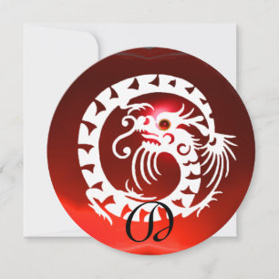 WEIßE SCHLANGENDRACHE ROTE RUBIN-EDelstein-MONOGRA Einladung