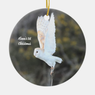 Weiße Schleiereule Foto Keramik-Weihnachtsbaumanhä Keramik Ornament