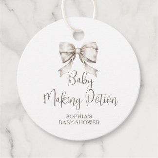 Weiße Schleifen-Baby-Shower-Baby-Mach-Potion Geschenkanhänger