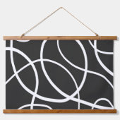 Weiße Schleifen gegen schwarzen Hintergrund Wandteppich Mit Holzrahmen (Vorne)