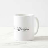 Weiße Schlichte moderne Handschrift Kaffeetasse (VorderseiteRechts)