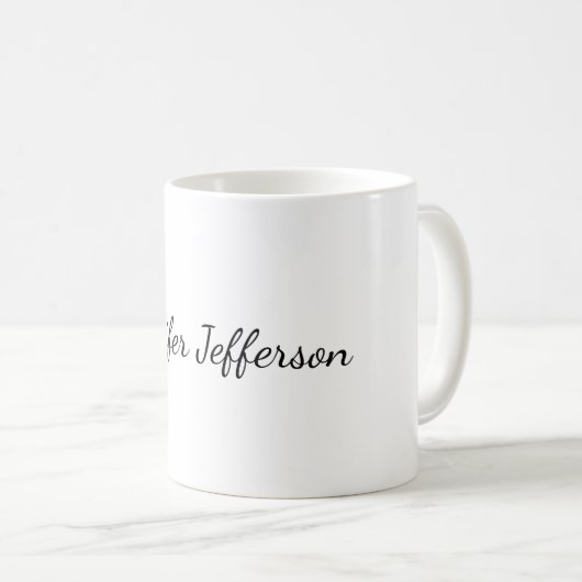 Weiße Schlichte moderne Handschrift Kaffeetasse (VorderseiteRechts)