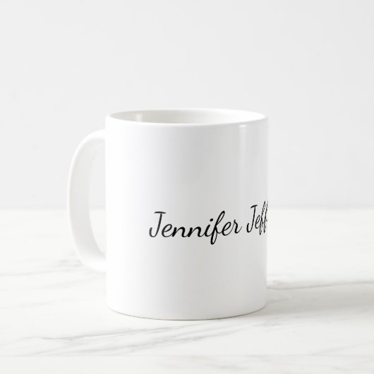 Weiße Schlichte moderne Handschrift Kaffeetasse (Vorderseite Links)