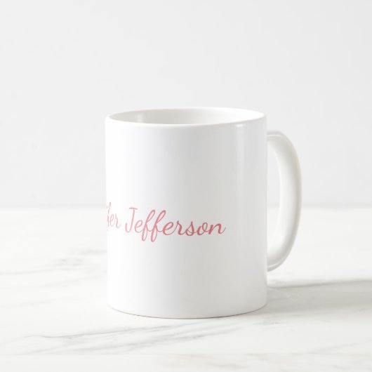 Weiße Schlichte moderne Handschrift Kaffeetasse (VorderseiteRechts)