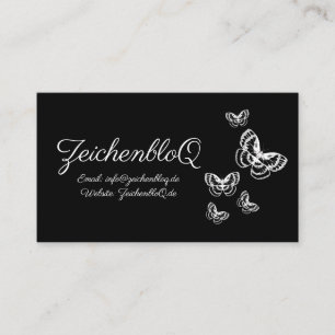 Weiße Schmetterlinge auf der schwarzen Visitenkart Visitenkarte