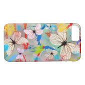 Weiße Schmetterlinge Farbige Tropfen und Pinselstr Case-Mate iPhone Hülle (Rückseite (Horizontal))