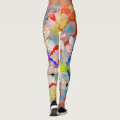 Weiße Schmetterlinge Farbige Tropfen und Pinselstr Leggings (Rückseite)