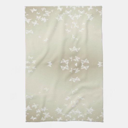 Weiße Schmetterlinge Geschirrtuch (Vertikal)