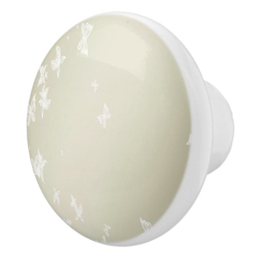 Weiße Schmetterlinge Keramikknauf (Rechts)