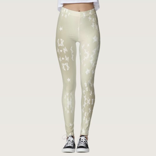 Weiße Schmetterlinge Leggings (Vorderseite)